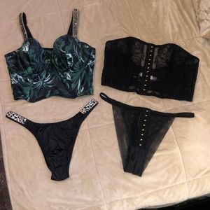 Victoria’s Secret Bustier Bra & Brazilian Panty Lot 36D/L NEW Very Sexy